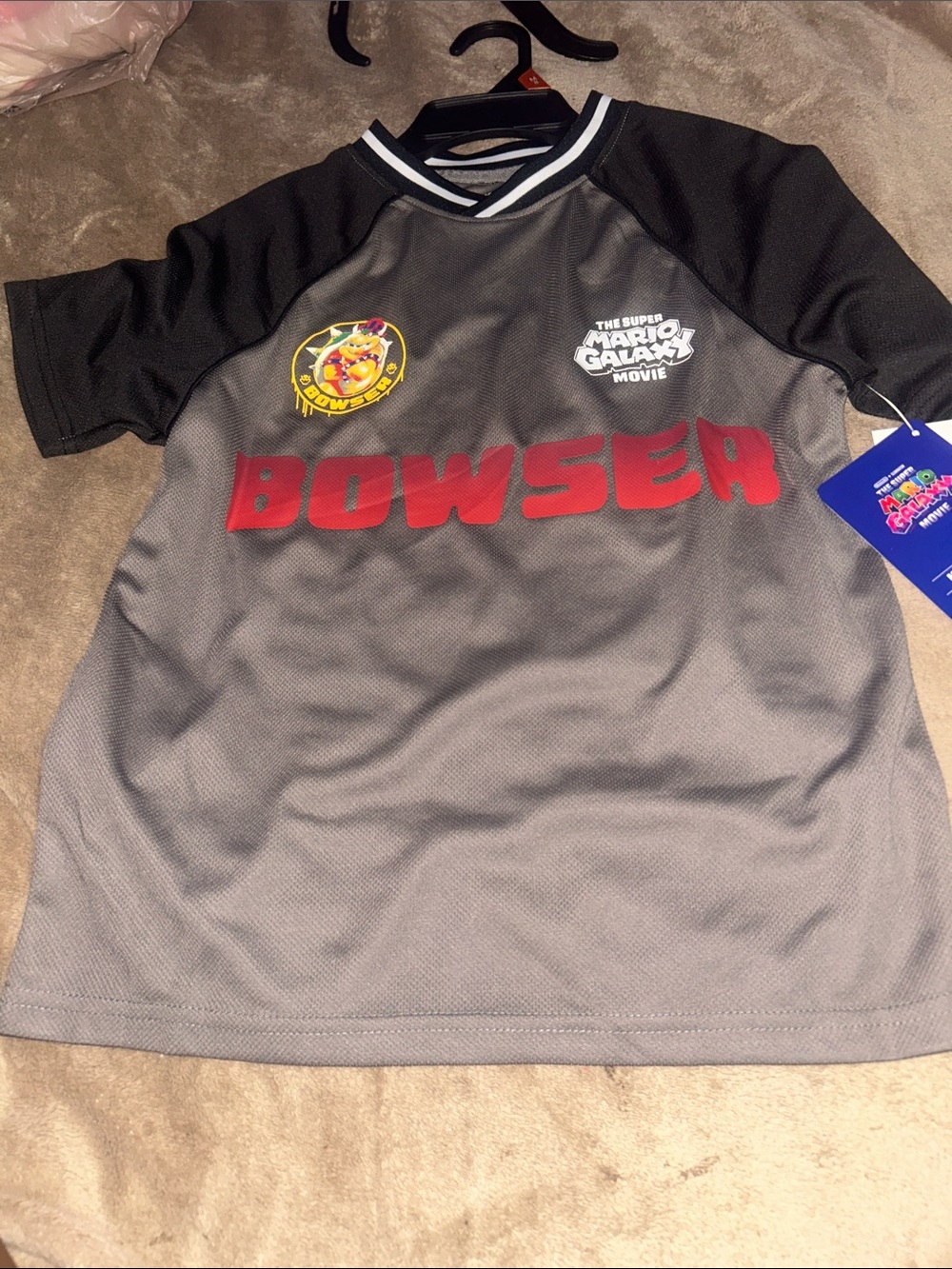 Bowser Kids Short Sleeve Jersey Tee - Gray & Black